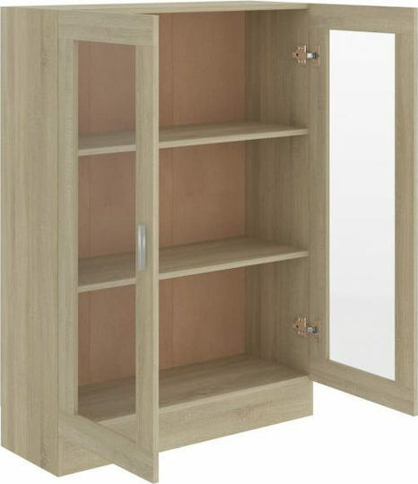 Living Room Display Cabinet Made of Particle Board with Windowed Sonoma Oak 82.5x30.5x115cm