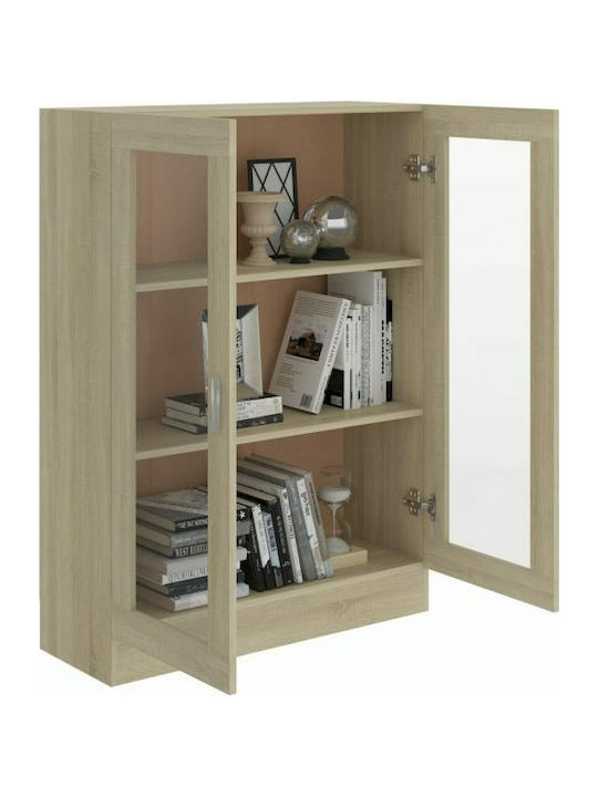 Floor-standing Living Room Display Cabinet made of Particleboard with Glass Sonoma Oak 82.5x30.5x115cm