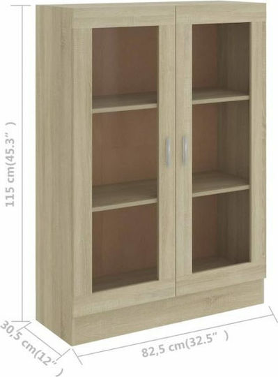 Living Room Display Cabinet Made of Particle Board with Windowed Sonoma Oak 82.5x30.5x115cm