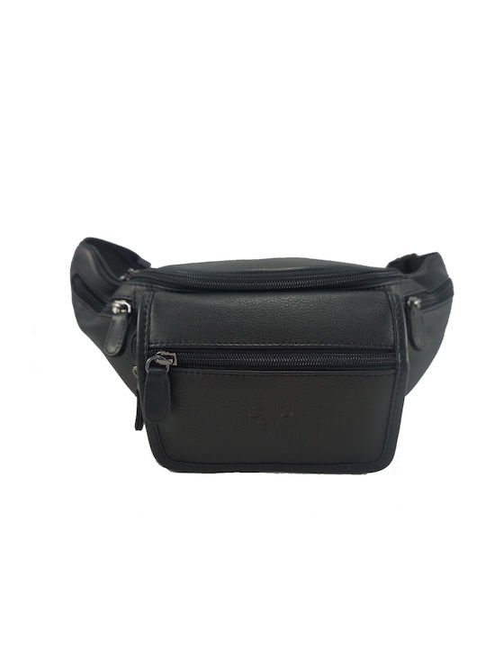 Kion Men's Leather Waist Bag Black