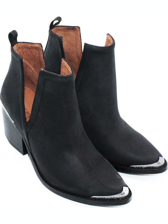Cromwell Leather Women's Cowboy Boots with Medium Heel Black