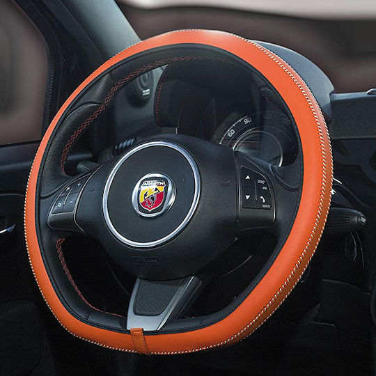 Car+ Κάλυμμα Τιμονιού Αυτοκινήτου Artisan με Διάμετρο 37-39εκ. από Δερματίνη Πορτοκαλί