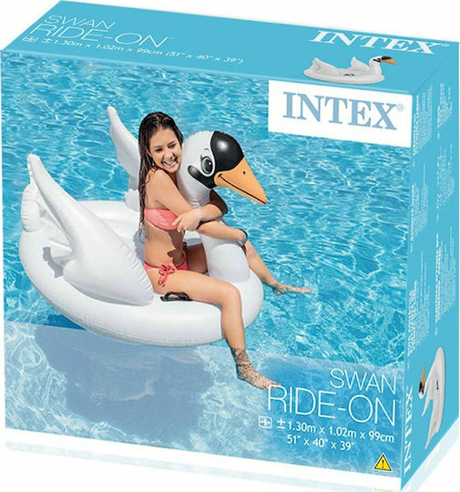 Intex Παιδικό Φουσκωτό Ride On Θαλάσσης Κύκνος με Χειρολαβές Λευκό 194x152cm