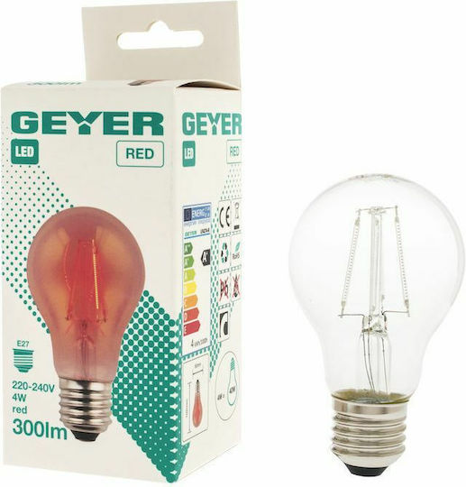Geyer LED крушка 4W за фасунга E27 и форма A60 Червено 60лм