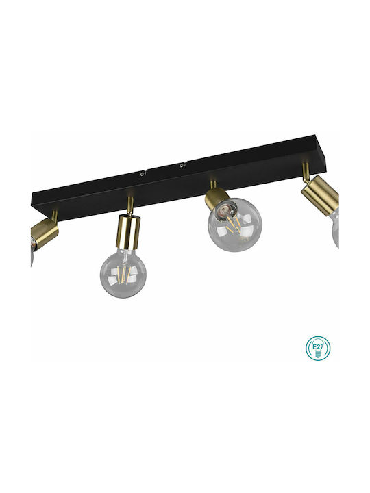 Trio Lighting Vannes Σποτ με 4 Φώτα και Ντουί E27 σε Μαύρο Χρώμα