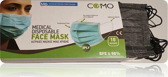 Como Surgical Mask single-use 3ply Type II BFE >98% Protective Mask Non-Reusable Type II Surgical Black 50pcs