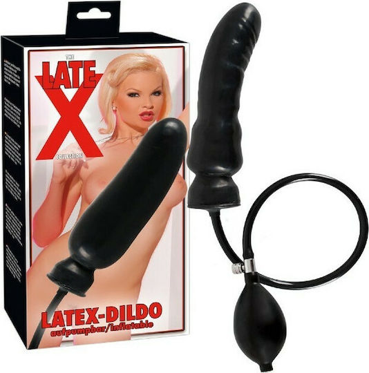 LateX Πρωκτικό Dildo Φουσκωτό Latex Μαύρο 20cm