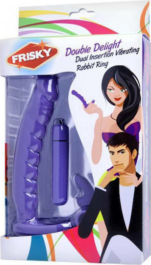 XR Frisky Double Delight Dual Penetration Vibrating Rabbit Cock Ring Вибриращ Пръстен Петел Лилав