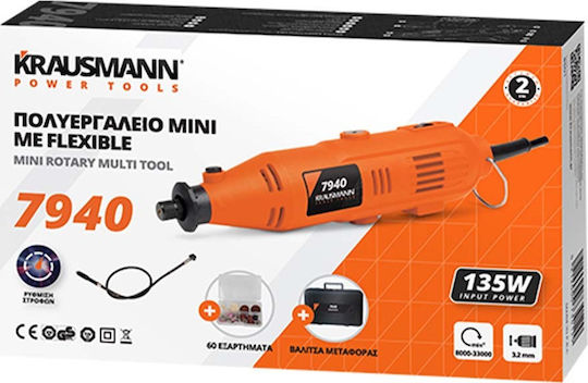 Krausmann Mini Me Flexible Electric Rotary Multi Tool 135W with Speed Control 7940