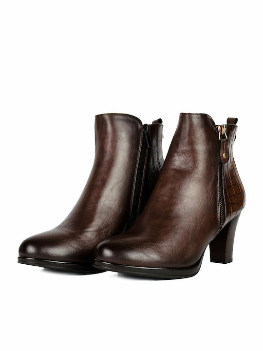 A1634 Leder Stiefeletten Damen Braun
