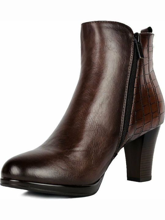 A1634 Leder Stiefeletten Damen Braun