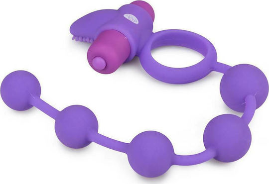 Easytoys Triple Pleasure Couple Toy Πρωκτικές Μπίλιες με Δόνηση Μωβ 29cm