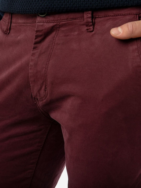 Hose Chino Elastisch in Schlanker Passform Burgundisch