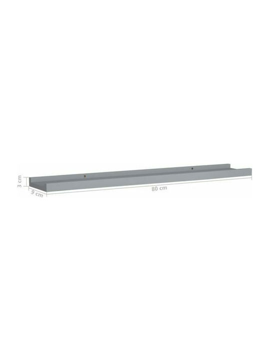 Gray Wall Shelves (2 Pieces) 80x9x3 cm