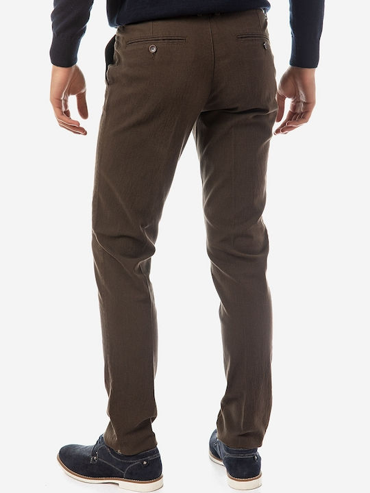 Sogo Men's Trousers Chino Elastic in Loose Fit Brown