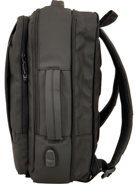Playbags 1905-01 Водоустойчива Раница за Лаптоп 15.6" с USB Порт в Черен Цвят