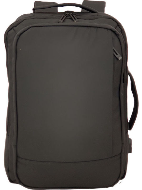 Playbags 1905-01 Водоустойчива Раница за Лаптоп 15.6" с USB Порт в Черен Цвят