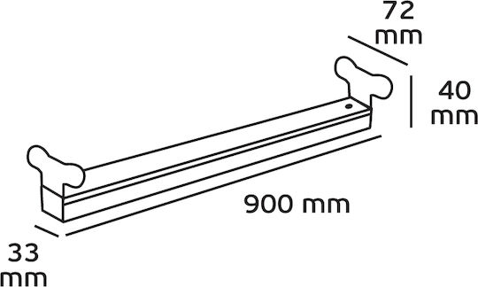 VK Lighting Lighting Batten with 2 Slots for LED Lamps T8 30W 90cm