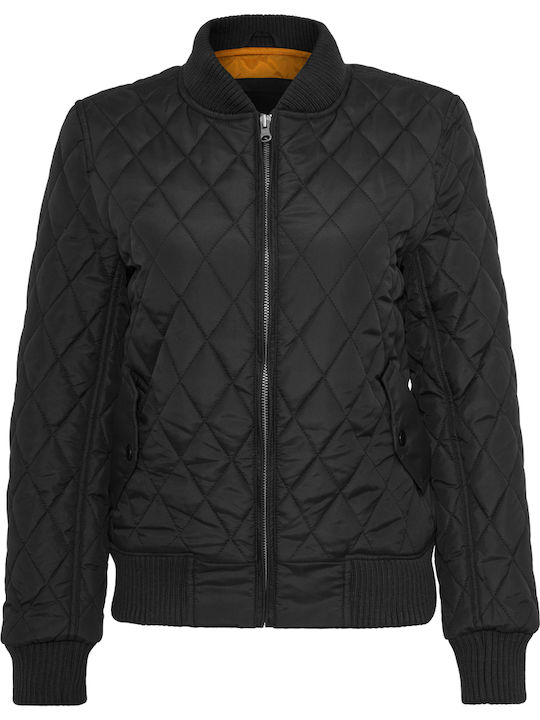 Women's Short Bomber Jacket for Winter Black