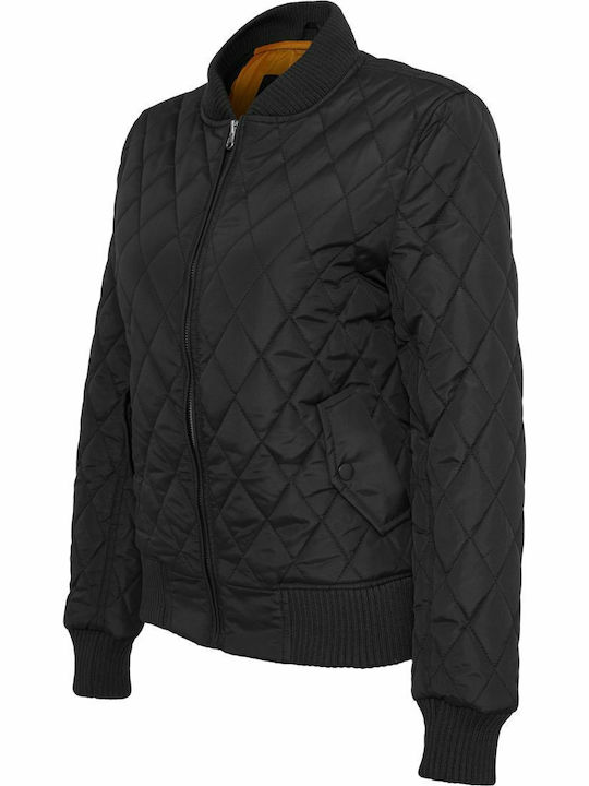 Women's Short Bomber Jacket for Winter Black