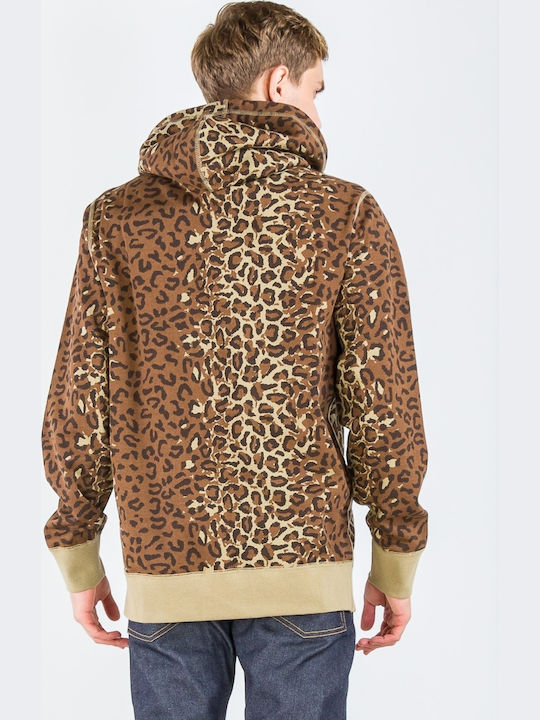 HUF Panthera Men's Sweatshirt with Hood and Pockets Brown