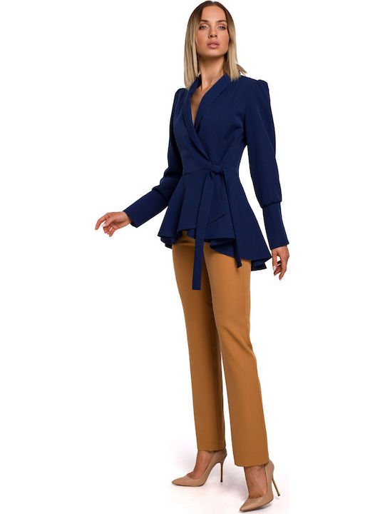 MOE M529 Lang Damen Mittellang Blazer Blau MOE529