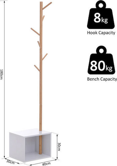HomCom Καλόγερος Ξύλινος Καφέ 40x30x180cm