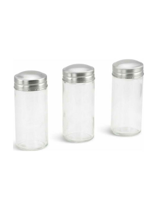 Edenberg Glass Tabletop Rotating Spice Rack Silver 16pcs
