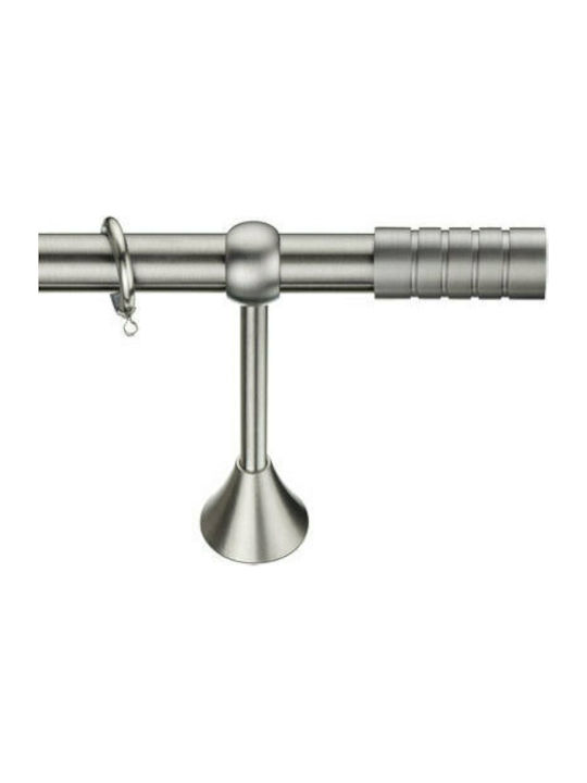 Viobrass Μεταλλικό Κουρτινόξυλο Μονό Φ25mm 160εκ. Νίκελ Ματ