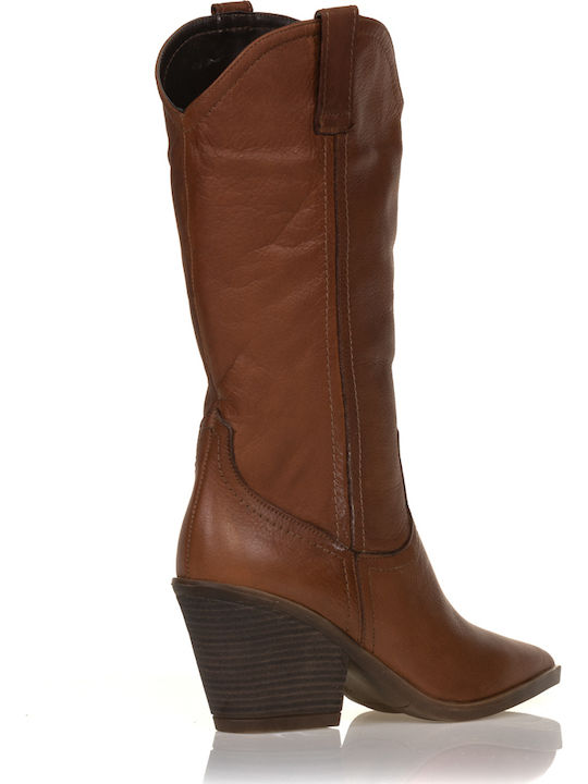 High Heel Cowboy Boots Tabac Brown