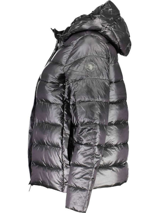Charline Women's Short Puffer Jacket for Winter with Hood Black