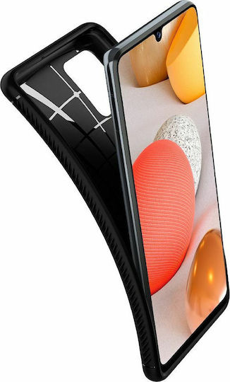 Spigen Rugged Armor Задна корица Силикон Черен (Galaxy A42)