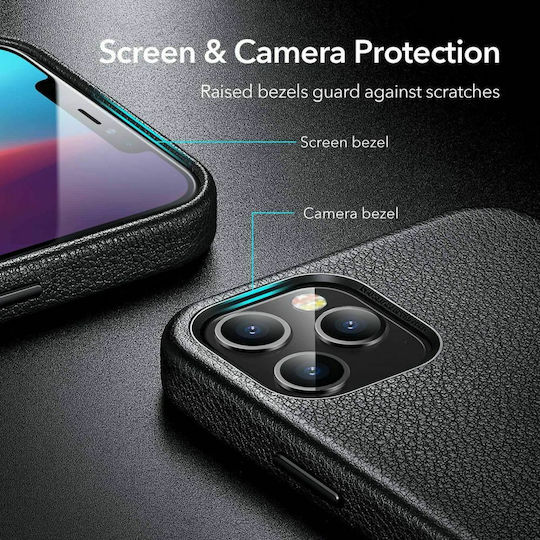 ESR Metro Premium Задна корица Кожа 0.4мм Черен (iPhone 12 Pro Max)