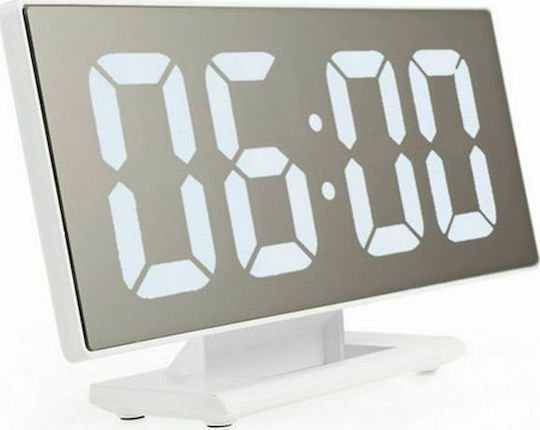 DS-3618L Масов Дигитален Часовник LED Пластмасов с Будилник Бял