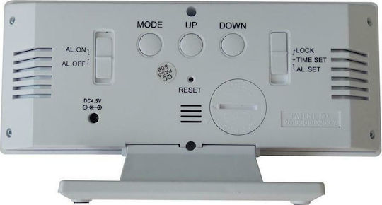 DS-3618L Масов Дигитален Часовник LED Пластмасов с Будилник Бял