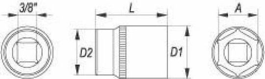 Yato Socket Hex with Square Drive 3/8" Diameter 10mm