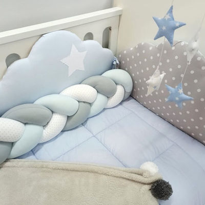 Baby Star Πάντα Πλεξούδα Small Ciel/Grey/White Dot 20x140cm