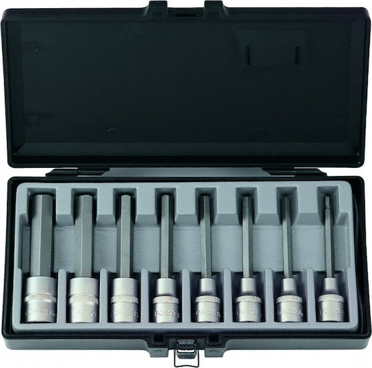 Force Set Long Sockets 1/2" Allen Long Walnut with Allen Head and Socket 1/2'' H10 / H12 / H14 / H17 / H5 / H6 / H7 / H8x110mm 8pcs
