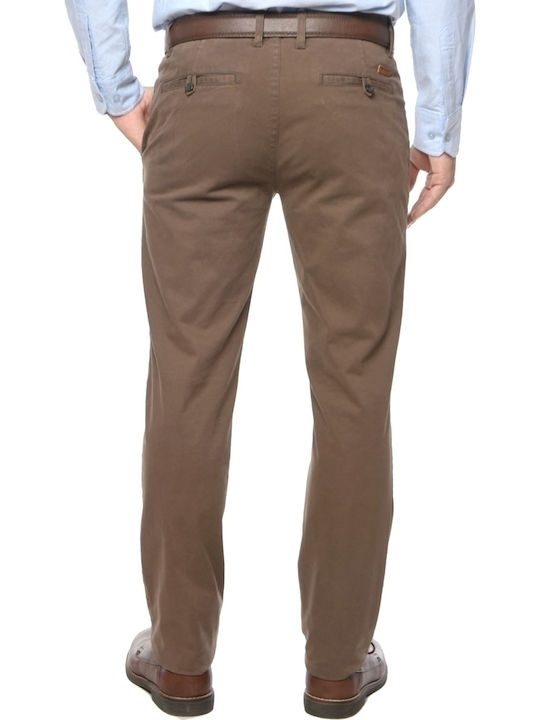 Brokers Jeans Men's Trousers Chino Elastic in Slim Fit Brown