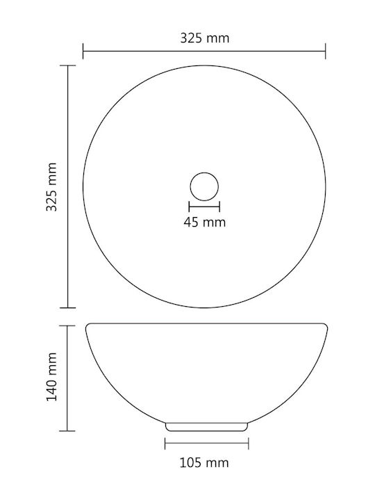 vidaXL Countertop Sink Ceramic 32.5x32.5x14cm Blue