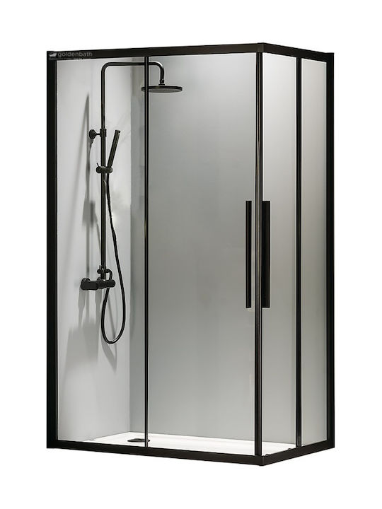 Devon Flow Corner Entry CF12080C-400 Cabin for Shower with Sliding Door 120x80x195cm Clean Glass Black Matt