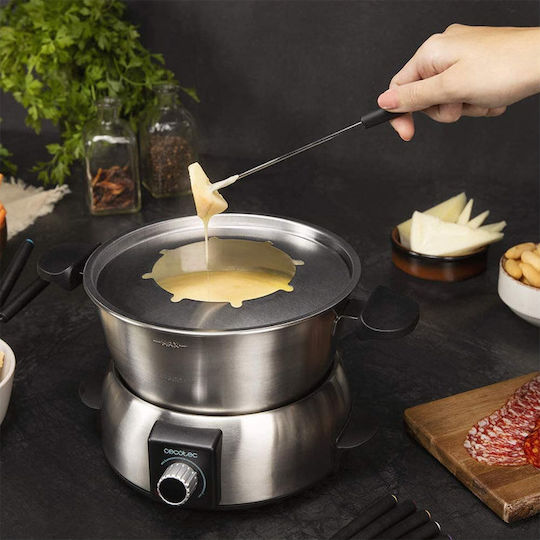 Cecotec Fun Gourmet Electric Stainless Steel Fondue Pot for 8 Persons Silver 1000W 17x24x31.5cm