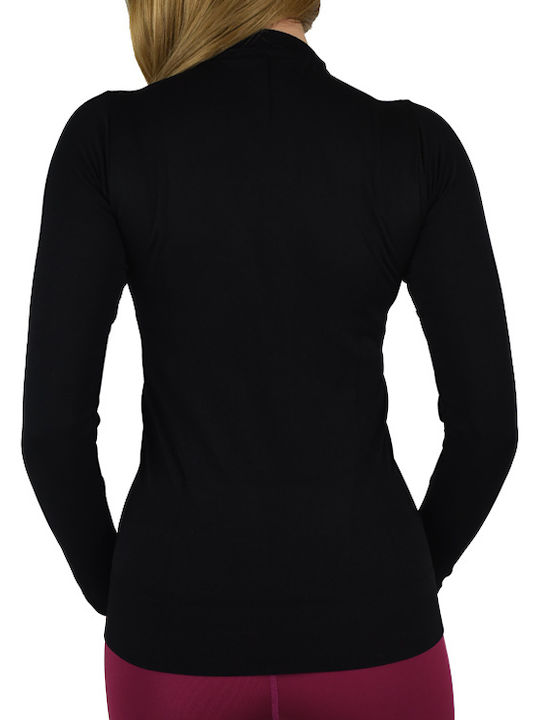 Gymhero Seamless Damen Sportlich Bluse Langärmelig Schwarz