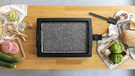 Cecotec Electric Grill - Griddle InoxStone Teppanyaki Grilling Plate with Adjustable Thermostat 2000W 37.5x24.5cm.