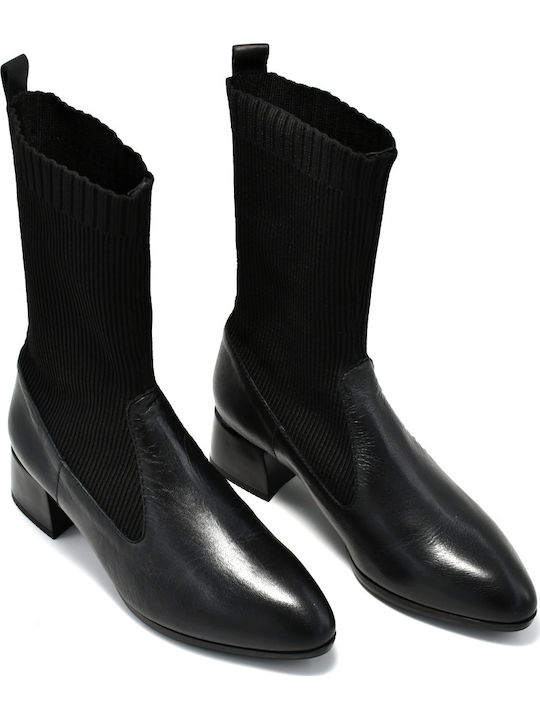 Leder Stiefeletten Damen Schwarz