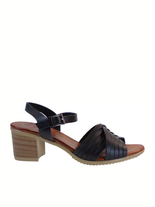 Porronet FI2543 Leder Damen Sandalen in Schwarz Farbe