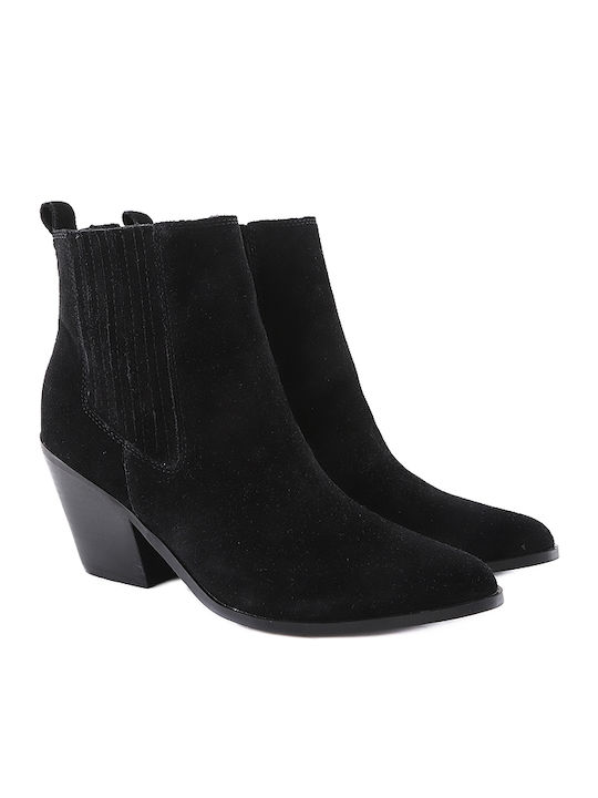 Nine West Lexa Suede Γυναικεία Μποτάκια Cowboy Μαύρα