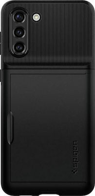 Spigen Slim Armor CS Plastic / Silicone Back Cover Durable with Credit Card Holder Black (Galaxy S21 5G)