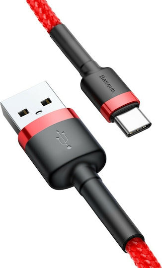 Baseus Cafule Плетен USB 2.0 Кабел USB-C Мъжки - USB-A Червен 0.5m CATKLF-A09