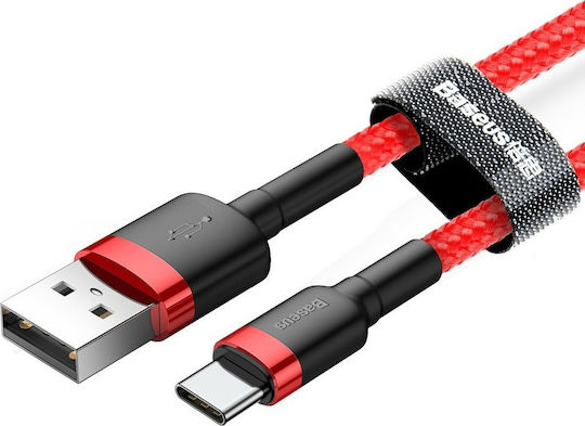 Baseus Cafule Плетен USB 2.0 Кабел USB-C Мъжки - USB-A Червен 0.5m CATKLF-A09